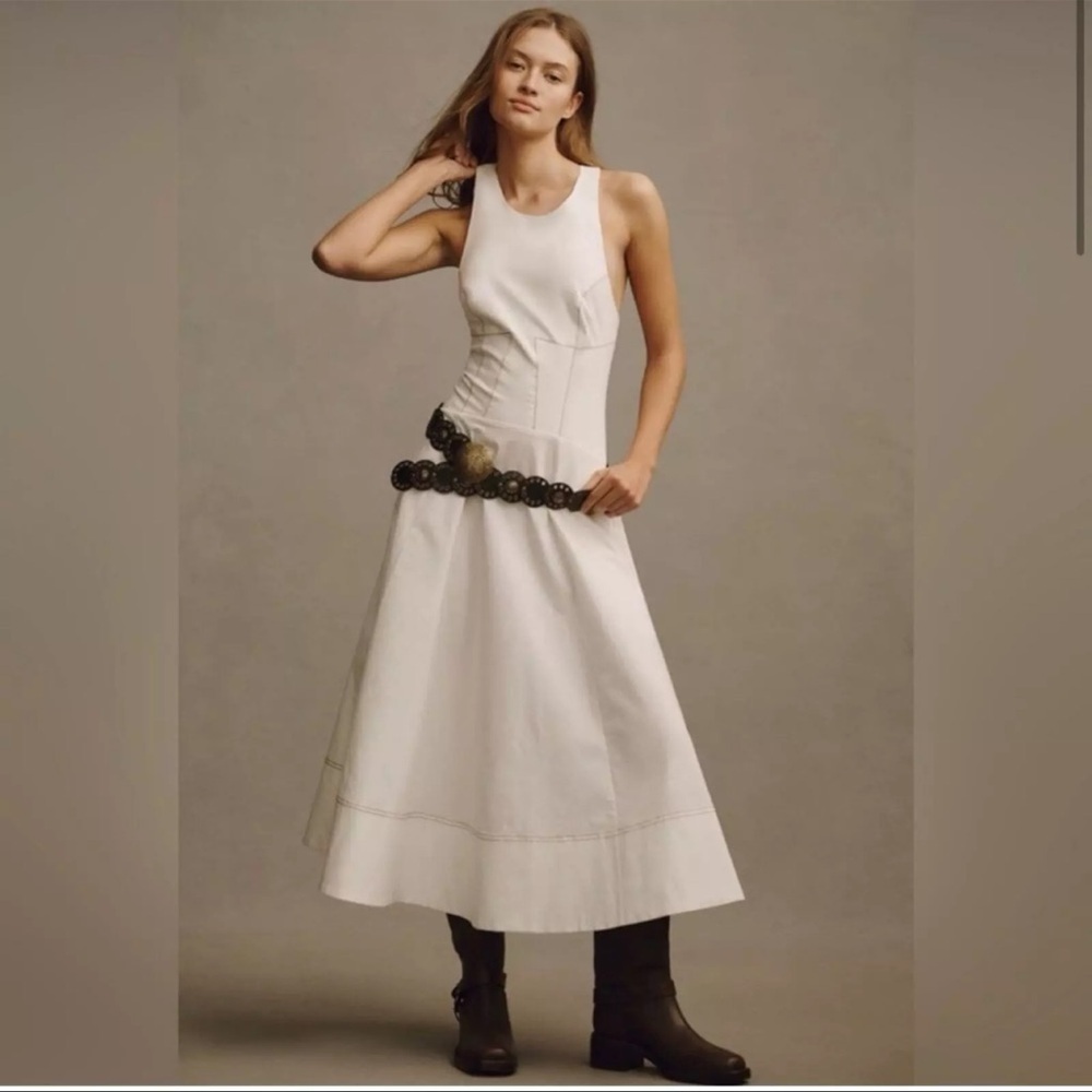 NWT Anthropologie Kenzie Dress Size Small Drop Waist Easy Breezy Coastal - Picture 2 of 7